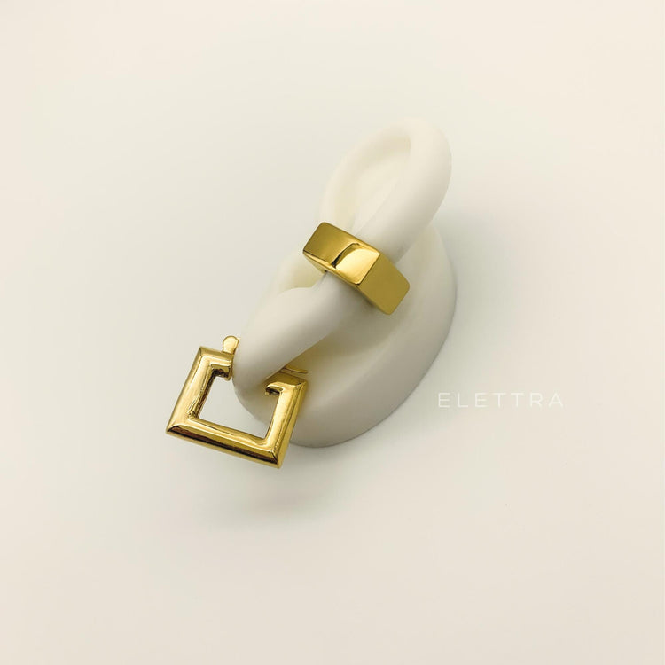 Square Chunky Gold Ear Cuff
