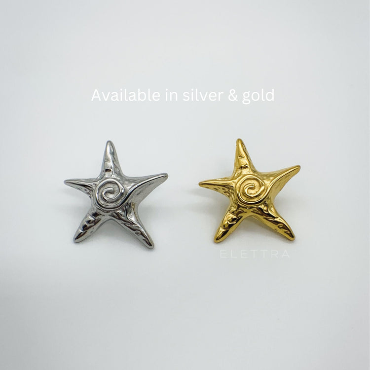 Chunky Silver Starfish Stud Earrings