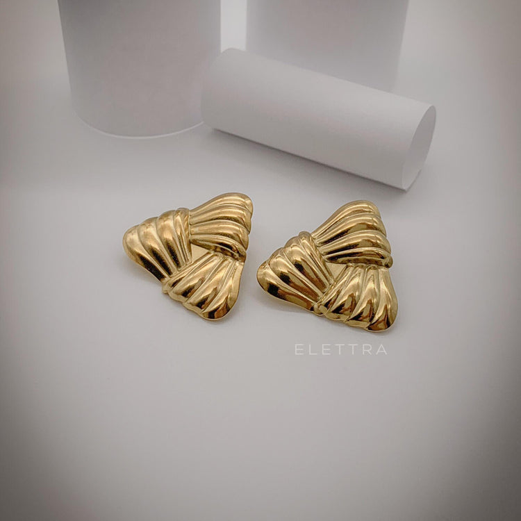 Gold Triangle Chunky Stud Earrings