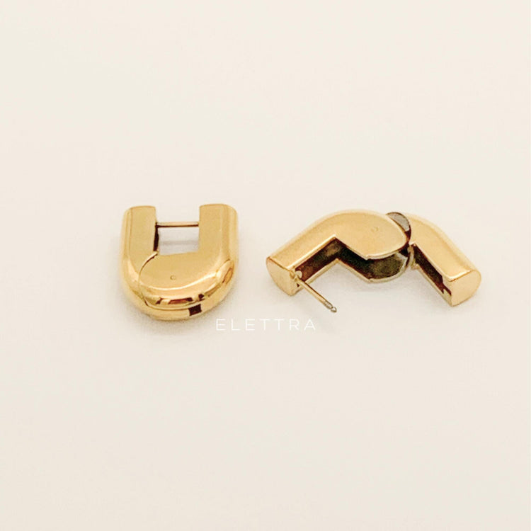Gold U-Shape Hollow Hoop Earrings