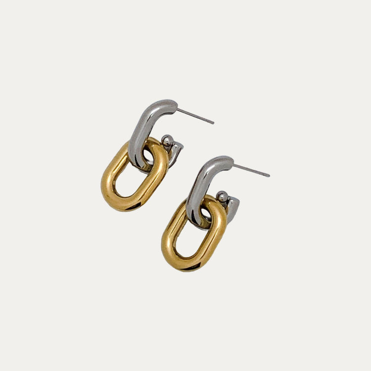 Dual-Tone C-Shape Earrings