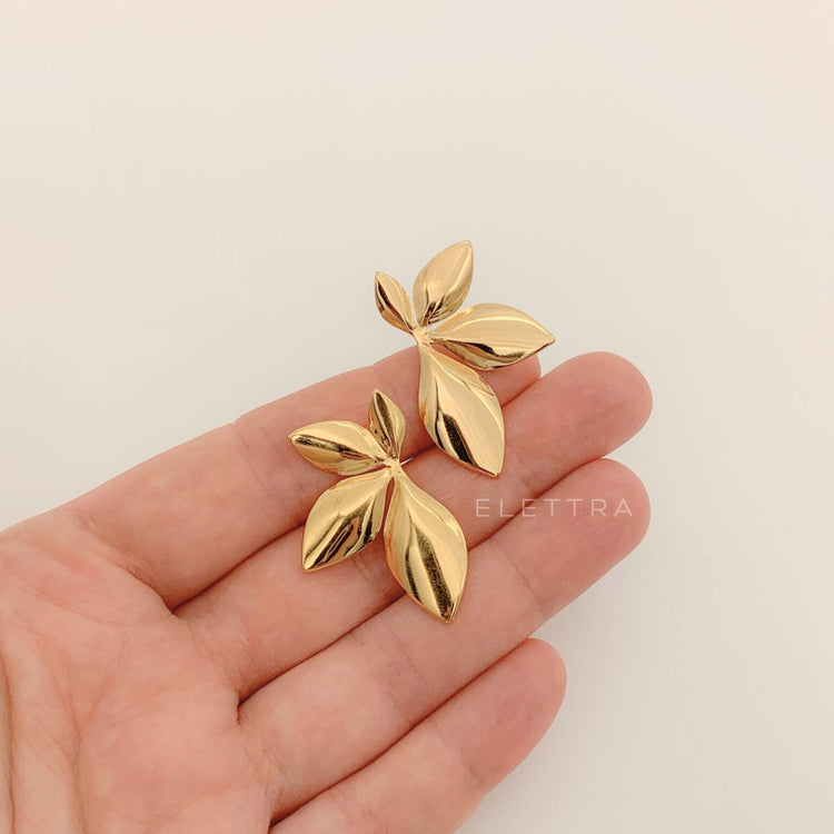 Gold Leaf Stud Earrings