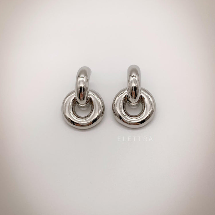 Silver Door Knocker Stud Earrings