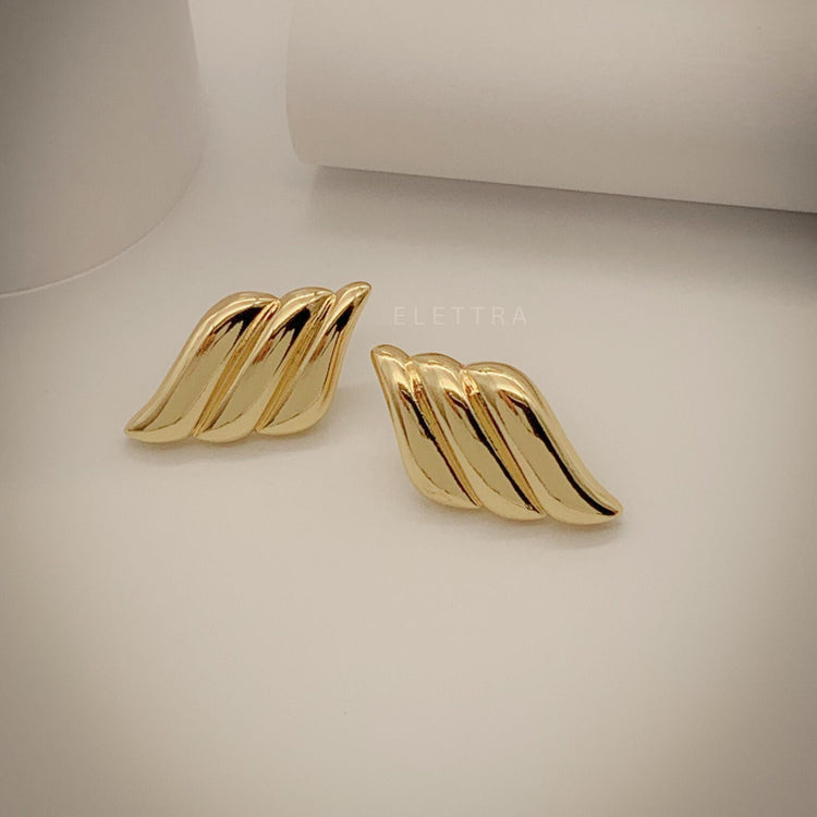 Gold Wave Stud Earrings
