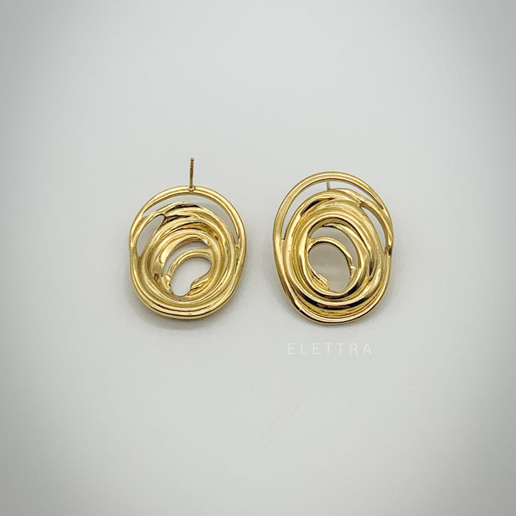 Chunky Spiral Gold Stud Earrings