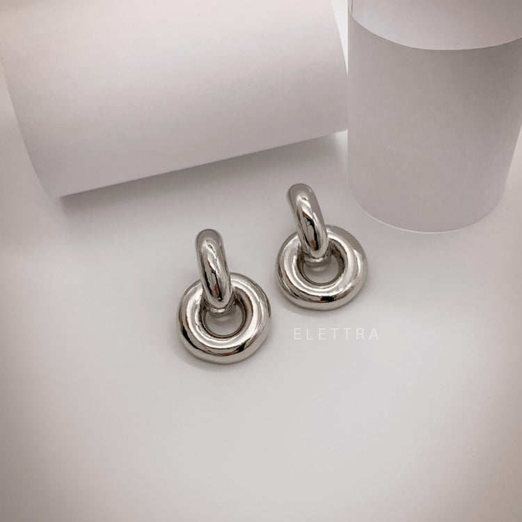 Silver Door Knocker Stud Earrings