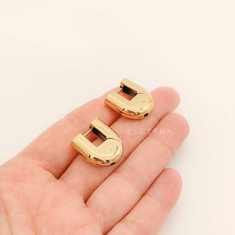 Gold U-Shape Hollow Hoop Earrings