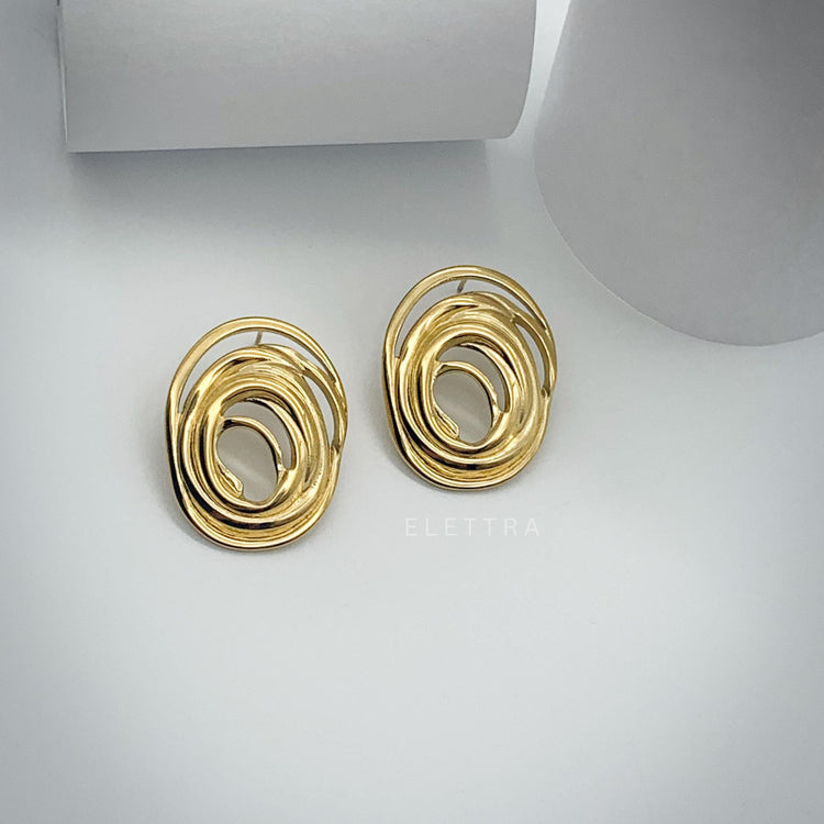 Chunky Spiral Gold Stud Earrings