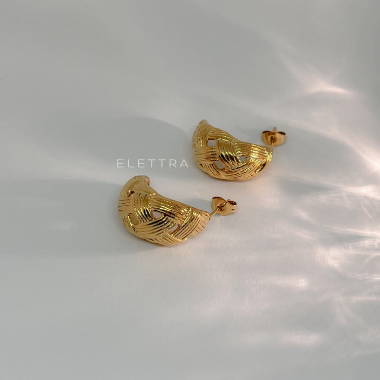 Woven Gold C-Shape Earrings