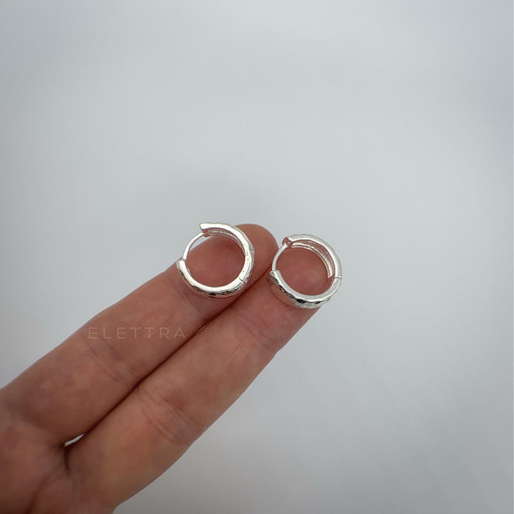 Hammered Silver Huggie Earrings