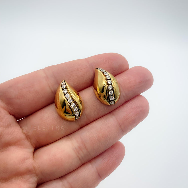 Teardrop Gold Stud Earrings