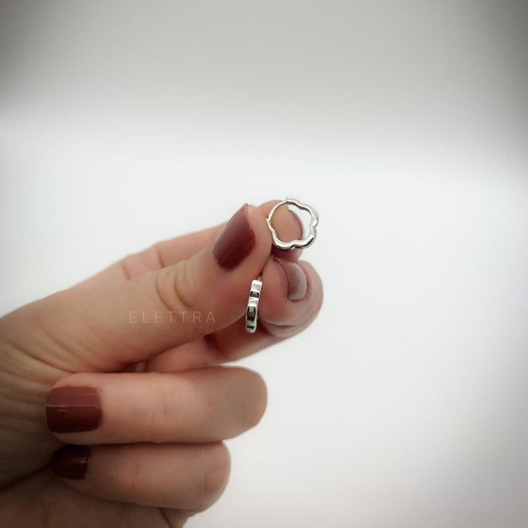 Mini Silver Wave Huggie Earrings