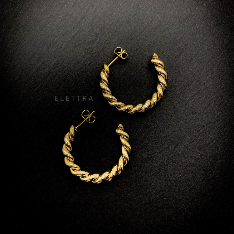 Twisted Gold Hoop Earrings