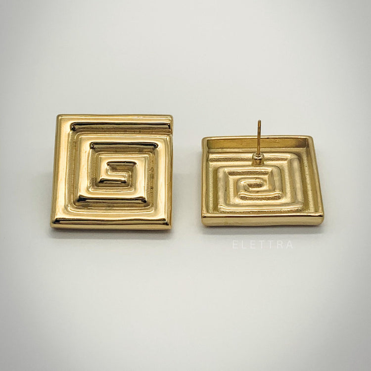 Greek Key Meander Stud Earrings