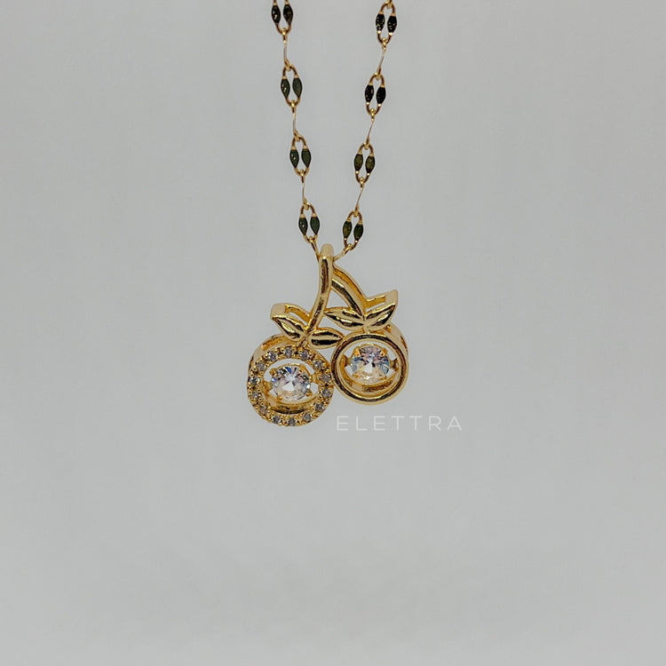 Double Cherry Gold Necklace