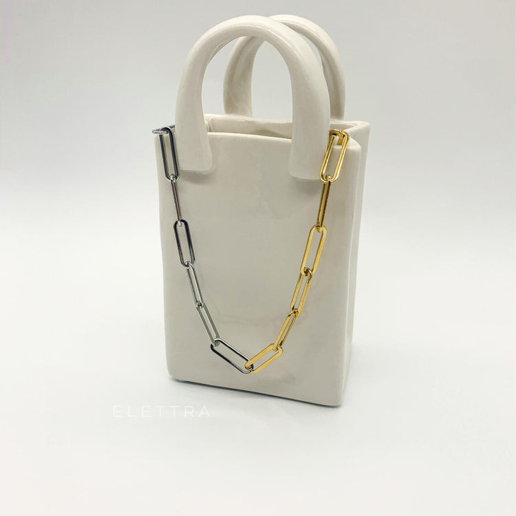 Dual-Tone Paper clip Chain Necklace