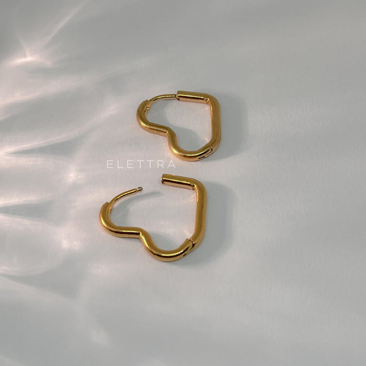 Gold Heart Hoop Earrings