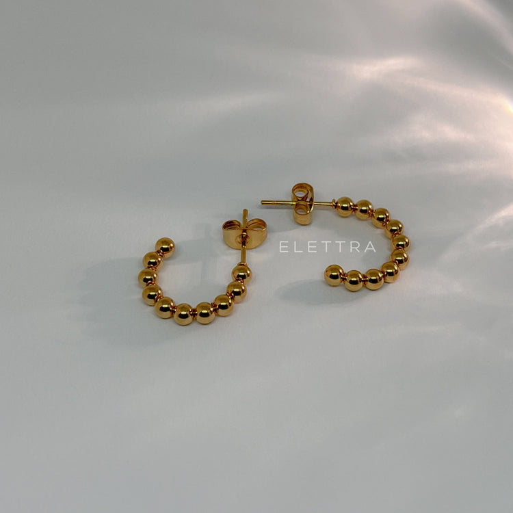 Small Beaded Gold C-Shape Earrings
