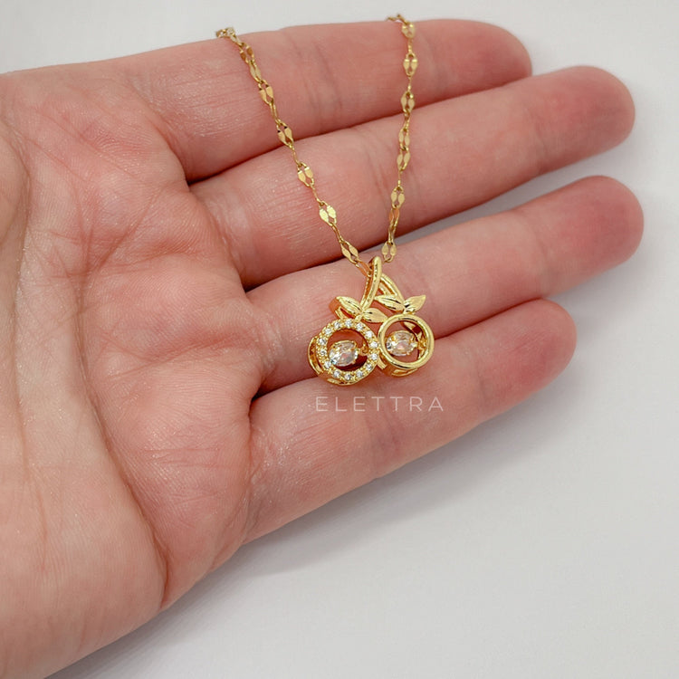 Double Cherry Gold Necklace