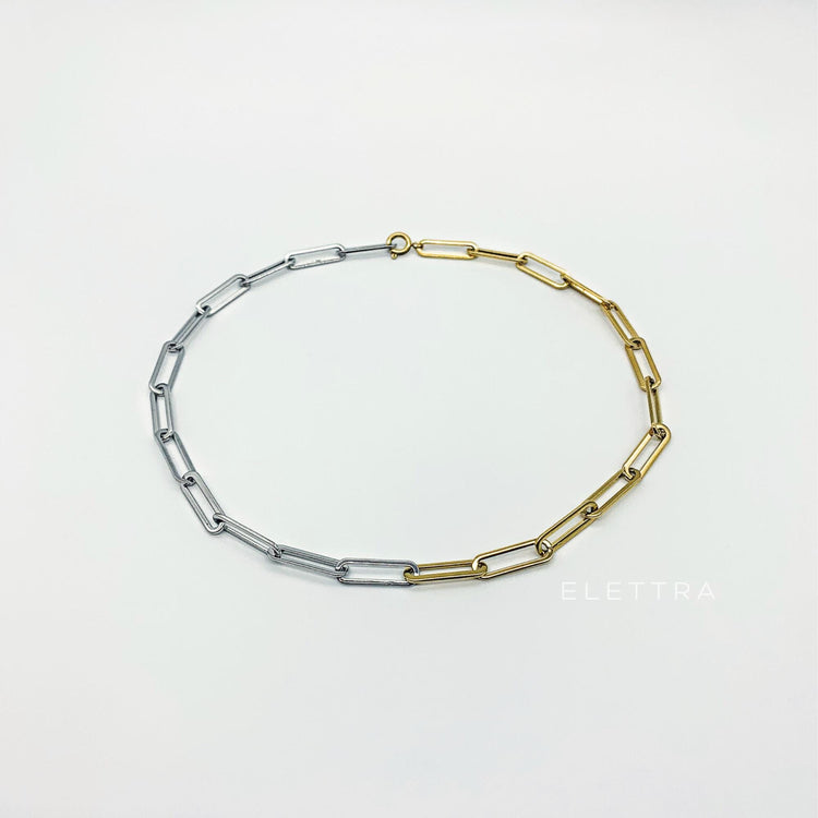 Dual-Tone Paper clip Chain Necklace