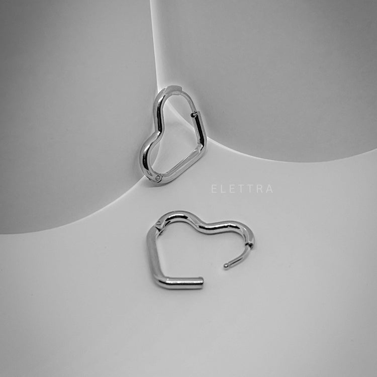 Silver Heart Hoop Earrings