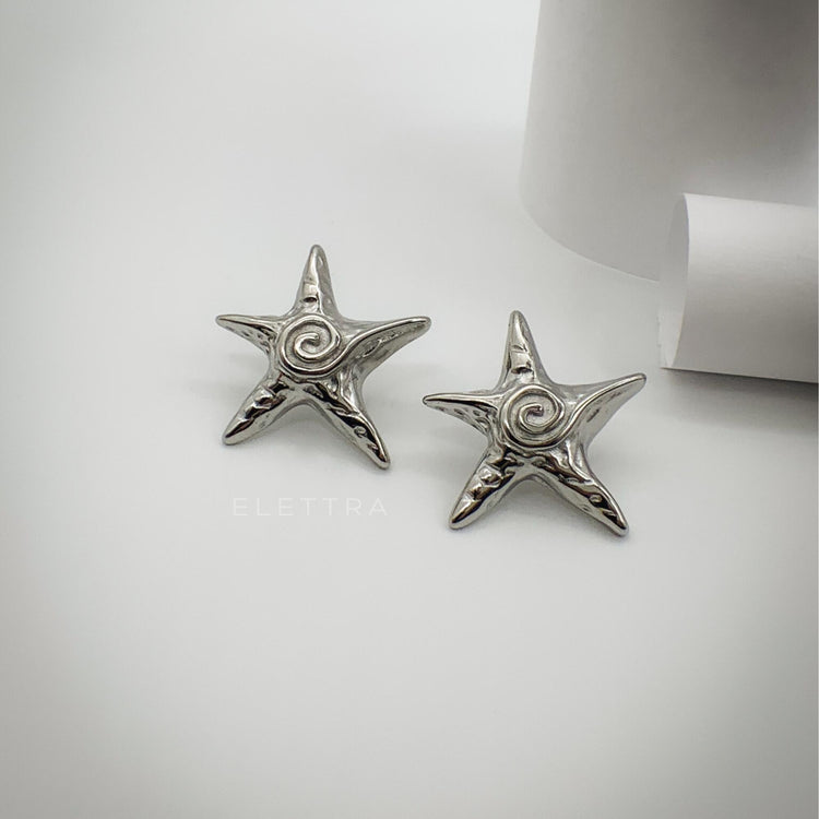 Chunky Silver Starfish Stud Earrings