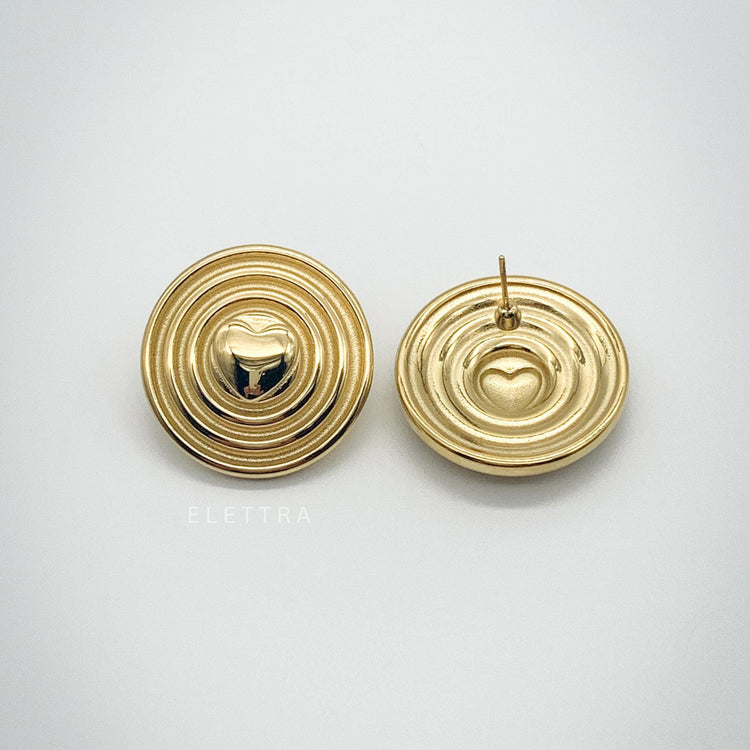 Chunky Gold Heart Stud Earrings