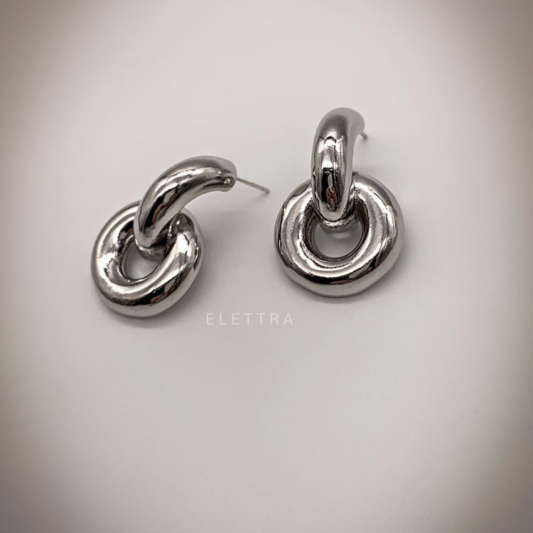 Silver Door Knocker Stud Earrings