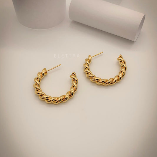 Twisted Gold Hoop Earrings