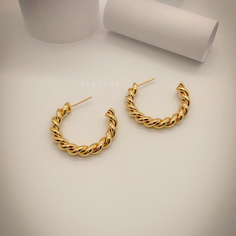 Twisted Gold Hoop Earrings