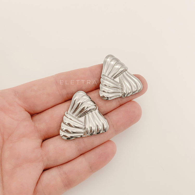 Silver Triangle Chunky Stud Earrings