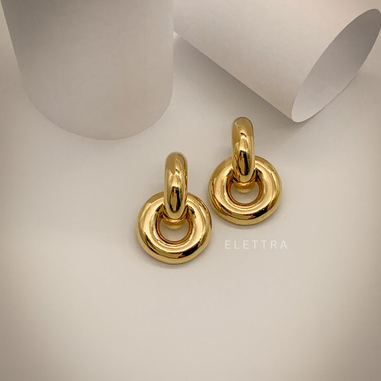 Gold Door-Knocker Chunky Stud Earrings