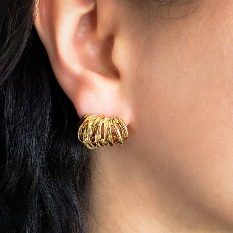 Multi Strand Gold Stud Earrings