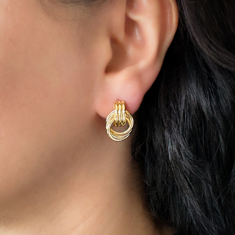 Gold Door-Knocker Stud Earrings