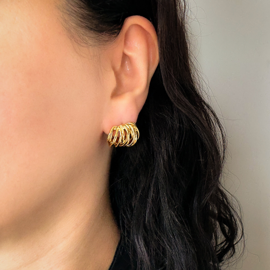 Multi Strand Gold Stud Earrings