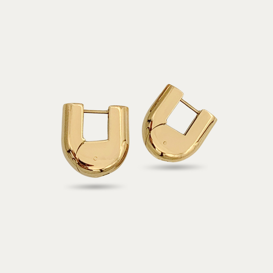 Gold U-Shape Hollow Hoop Earrings