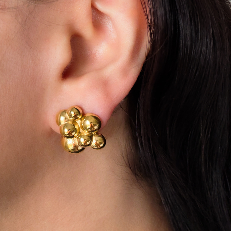 Gold Bubble Statement Stud Earrings
