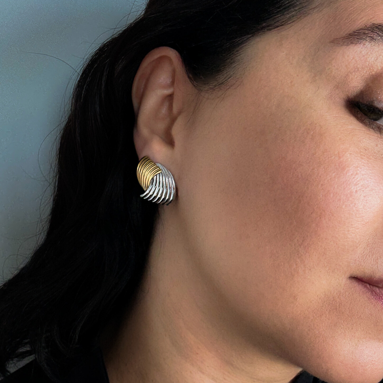 Chunky Love Knot Dual-Tone Stud Earrings