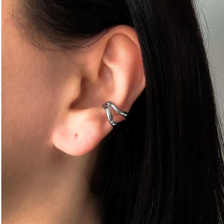 Silver Wave Ear Cuff