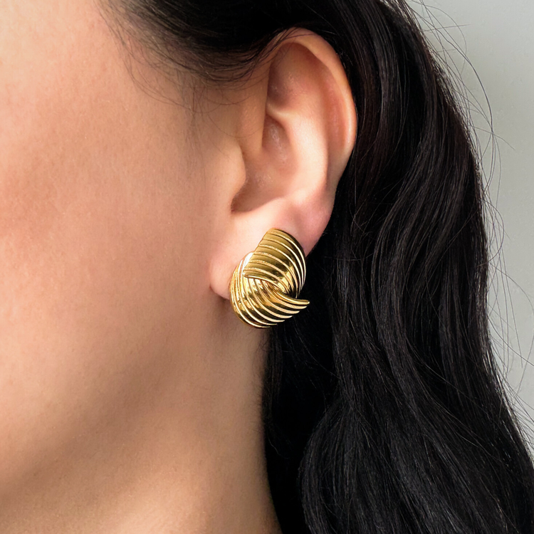 Chunky Love Knot Gold Stud Earrings