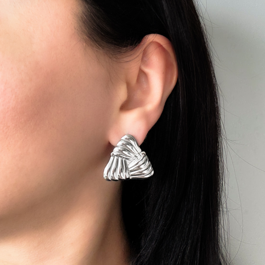 Silver Triangle Chunky Stud Earrings