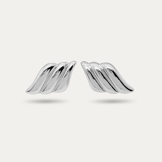 Silver Wave Stud Earrings