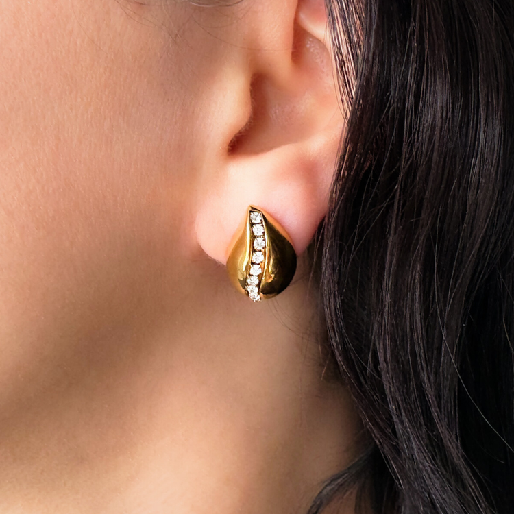 Teardrop Gold Stud Earrings
