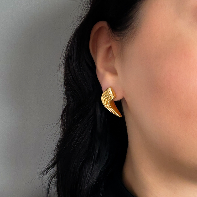 Gold Wing Stud Earrings