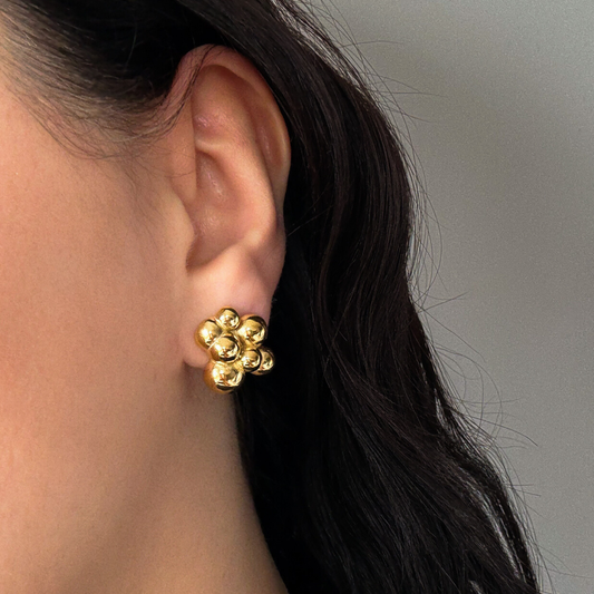 Gold Bubble Statement Stud Earrings
