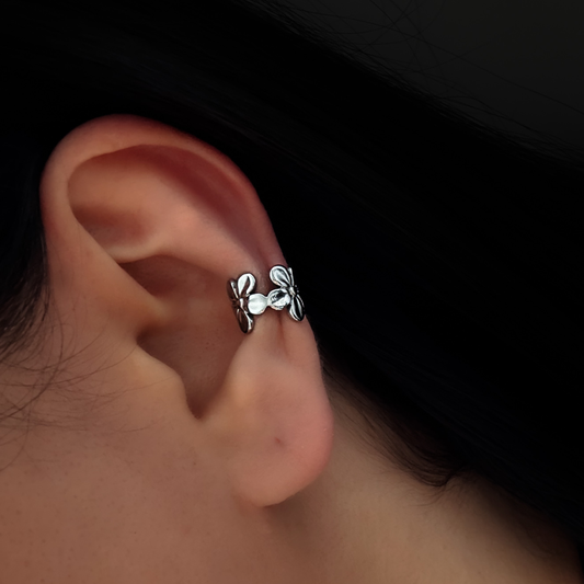 Silver Flower Ear Cuff