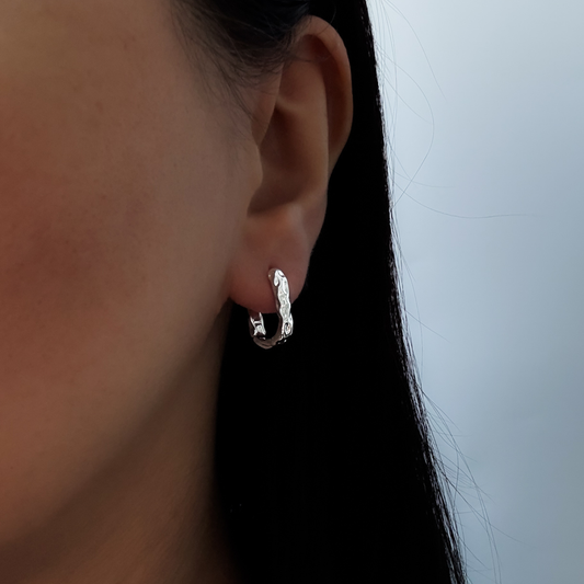 Silver Small U-Shape Huggie Earrings