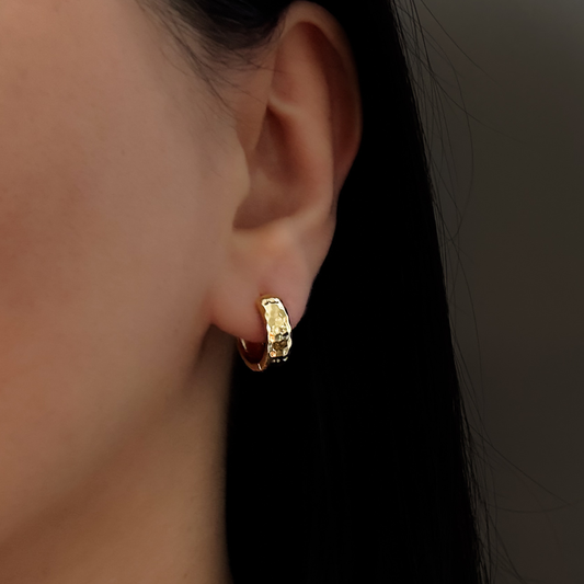 Hammered Gold Huggie Earrings
