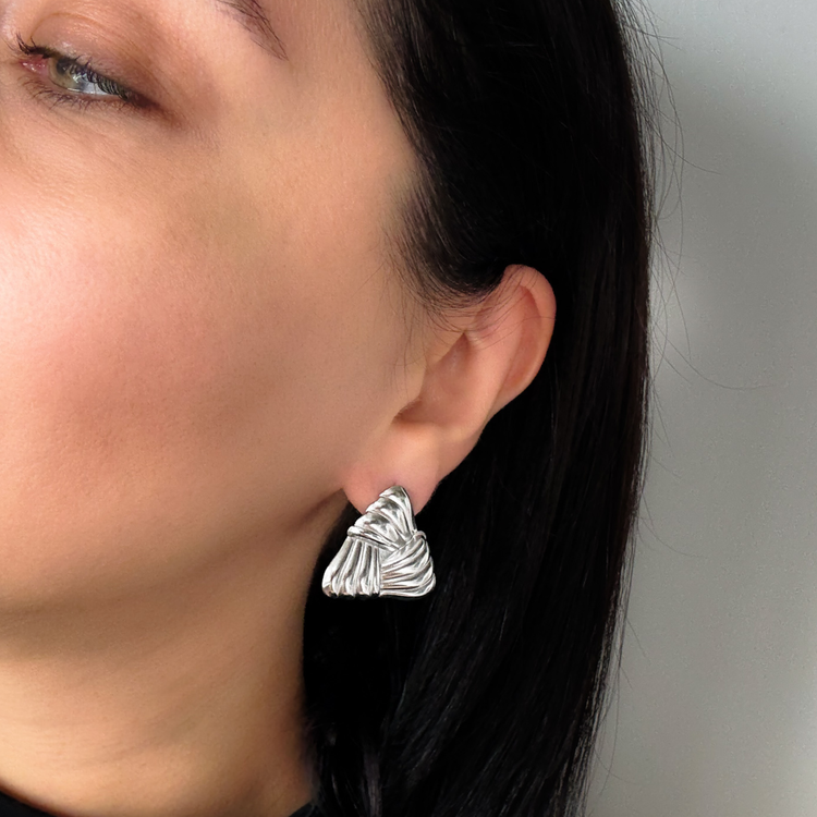 Silver Triangle Chunky Stud Earrings