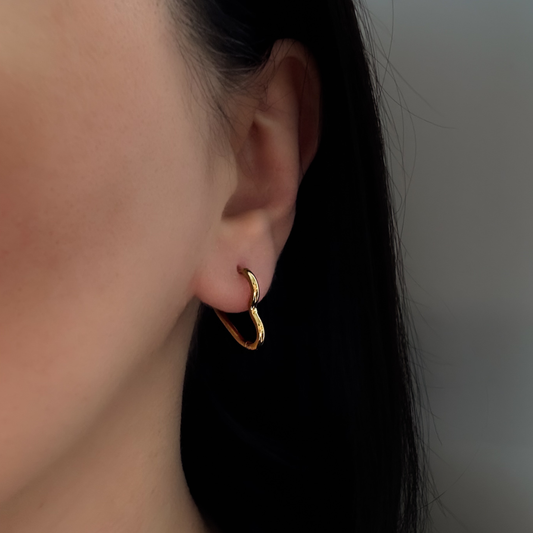 Gold Heart Hoop Earrings